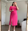 PEMBE BÜZGÜLÜ ELBİSE 