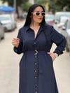 Riva Lacivert Midi Elbise