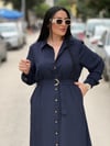 Riva Lacivert Midi Elbise