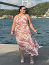 RIVED PEMBE DESENLİ ELBİSE 