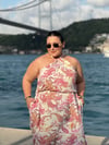 RIVED PEMBE DESENLİ ELBİSE 
