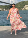 RIVED PEMBE DESENLİ ELBİSE 