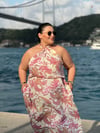 RIVED PEMBE DESENLİ ELBİSE 