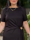 RUBINA Broş Detay Elbise Siyah 