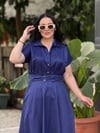 SCARLET GRACE Lacivert Midi Elbise