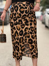 Wilda Leopar Desenli Midi Etek