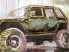 Metal Kabartmalı Araba Ahşap Tablo 60x90 cm