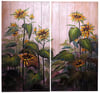 2'li Ayçiçeği Ahşap Yağlı Boya Tablo 100x100 cm