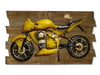 Sarı Motorsiklet Duvar Panosu-72x42 cm