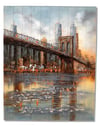 Brooklyn Köprüsü Ahşap Yağlı Boya Tablo-120x90 cm