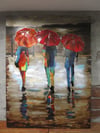 Şemsiye Metal Yağlı Boya Tablo-120x90 cm