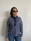 M.D. Lacivert Silver Düğmeli Çizgili Bluz