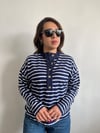 M.D. Lacivert Silver Düğmeli Çizgili Bluz