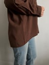 Oversize Bronz Keten Karışımlı Gömlek
