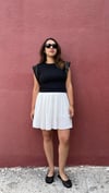 Piliseli Şortlu Beyaz Etek