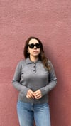 Polo Yaka Gri Kadın Kazak