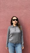 Polo Yaka Gri Kadın Kazak