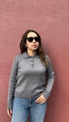 Polo Yaka Gri Kadın Kazak