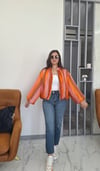 ASTARLI BOMBER CEKET PEMBE KAHVE ÇİZGİLİ 