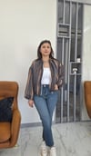 ASTARLI BOMBER CEKET TURUNCU KAHVE ÇİZGİLİ