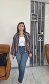 ASTARLI BOMBER CEKET TURUNCU KAHVE ÇİZGİLİ