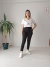 Bel lastikli yazı detaylı pantolon 