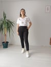 Bel lastikli yazı detaylı pantolon 