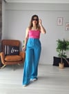 Bol paça pantolon mavi 
