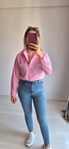 Cepleri taşlı gömlek pembe 