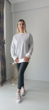 Çizgili Sweat Beyaz 