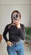 Damla aksesuarli bluz siyah