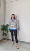 FERMUARLI ÇİZGİLİ TRİKO MAVİ