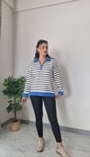 FERMUARLI ÇİZGİLİ TRİKO MAVİ