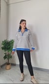 FERMUARLI ÇİZGİLİ TRİKO MAVİ