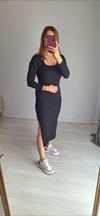 Fitilli Kumaş Basic Elbise
