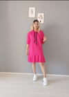 kapşonlu basic elbise pembe