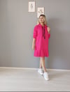 kapşonlu basic elbise pembe