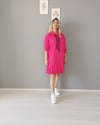 kapşonlu basic elbise pembe