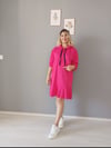 kapşonlu basic elbise pembe