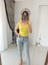 Kare yaka askıli bady Sarı