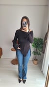 Kayik yaka bluz siyah