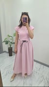Kemerli elbise pembe