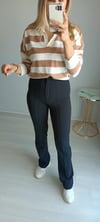 Likrali crep pantolon siyah