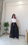 NAKIŞLI BOL PAÇA PANTOLON SİYAH