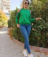 Omuz detaylı sweat yeşil 