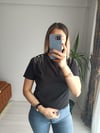 Omuz taşlı tişört Siyah