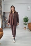 Sofia Keten ikili Takım Kahverengi 