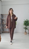 Sofia Keten ikili Takım Kahverengi 