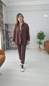 Sofia Keten ikili Takım Kahverengi 