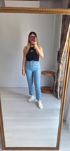 Tensel kumaş Beli lastikli kot pantolon 